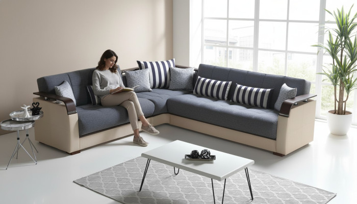 Gray living room corner sofa L-shape modern luxury sofa corner sofa corner set