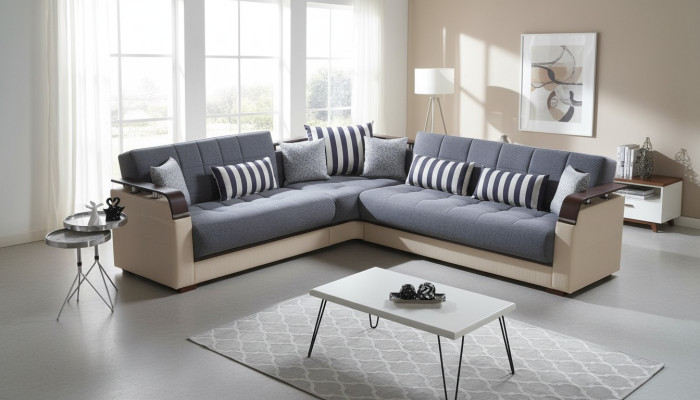Gray living room corner sofa L-shape modern luxury sofa corner sofa corner set