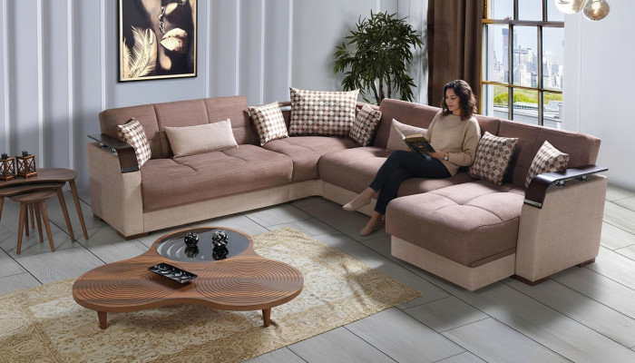 Corner sofa living area brown L-shape sofa living room corner sofas luxury corner suite