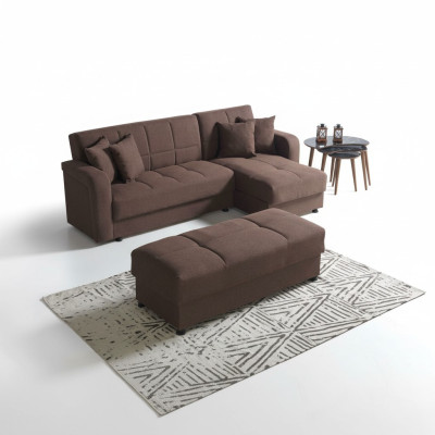 Luxury Living Room Set: Ottoman + L-Shaped Corner Sofa, Modern Set, Complete Relaxation.