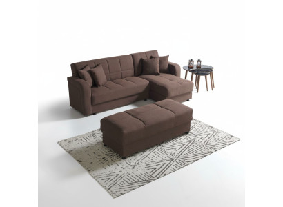 Luxury Living Room Set: Ottoman + L-Shaped Corner Sofa, Modern Set, Complete Relaxation.