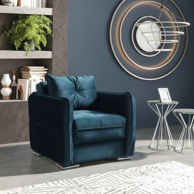 Design Seat Luxury Armchair Relax Textile Blue Color Armchair Club Lounge Modern