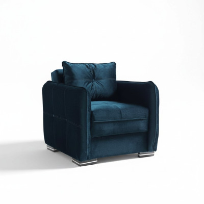 Design Seat Luxury Armchair Relax Textile Blue Color Armchair Club Lounge Modern