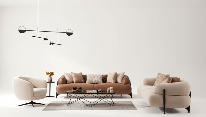Sofa set 3+3+1 seater textile wood sofa 3 seater modern armchair new complete set