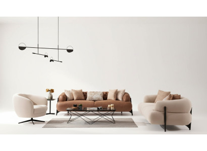 Sofa set 3+3+1 seater textile wood sofa 3 seater modern armchair new complete set