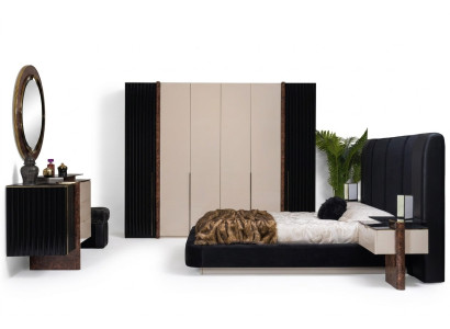 Bedroom set bed 2x nightstands wardrobe dresser design furniture
