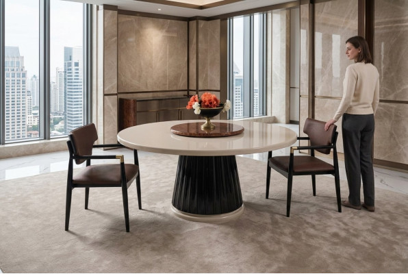 Dining room set Modern dining table + 4x chairs Table wood upholstered chair 5pcs. New