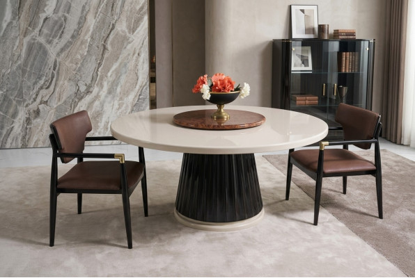 Dining room set Modern dining table + 4x chairs Table wood upholstered chair 5pcs. New