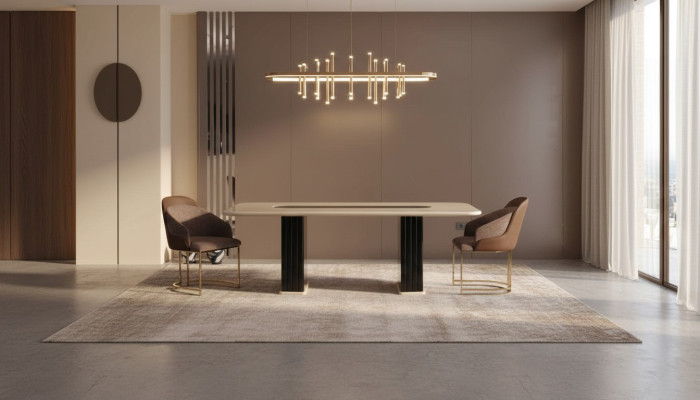 Dining Room Set Luxury 4x Chairs + Dining Table Dining Group Set Armchairs Modern
