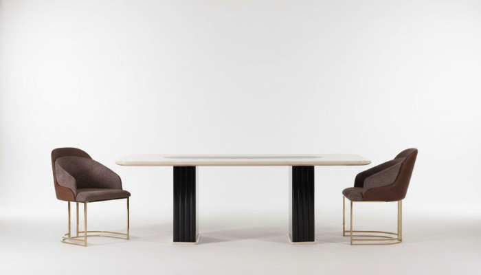 Dining Room Set Luxury 4x Chairs + Dining Table Dining Group Set Armchairs Modern
