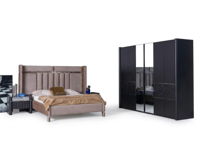 Bedroom Set Complete Bed + 2x Nightstands + Wardrobe 4-piece.