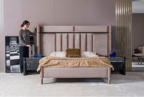 Luxury Bedroom Set Bed + 2x Nightstands Wood Complete Modern New
