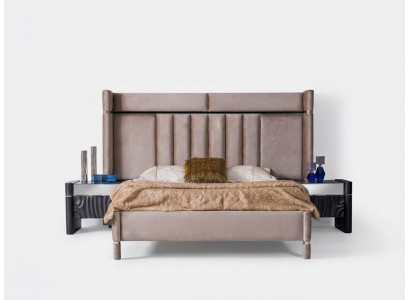 Luxury Bedroom Set Bed + 2x Nightstands Wood Complete Modern New