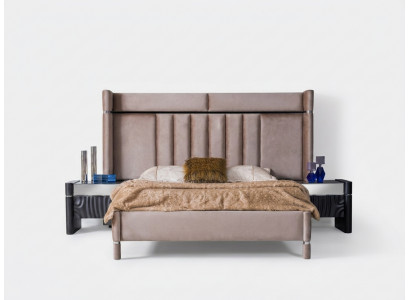 Luxury Bedroom Set Bed + 2x Nightstands Wood Complete Modern New