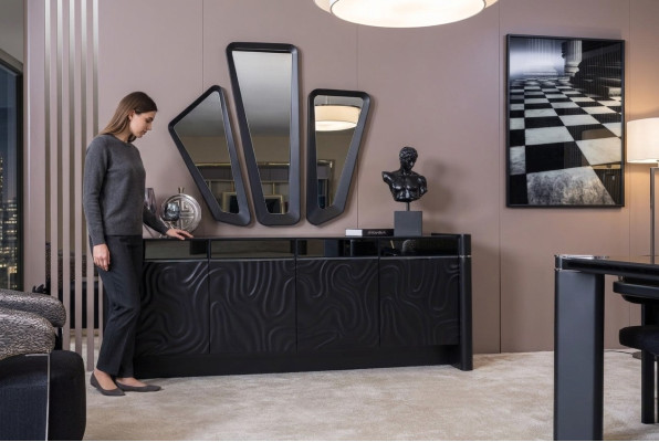 Sideboard 3x Mirror Sideboard Luxury Set Dresser Wood Dressers Modern