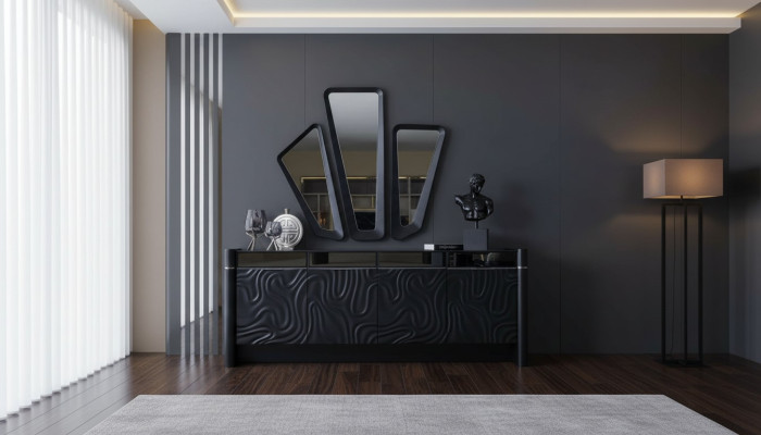 Sideboard 3x Mirror Sideboard Luxury Set Dresser Wood Dressers Modern