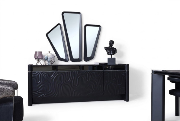 Sideboard 3x Mirror Sideboard Luxury Set Dresser Wood Dressers Modern