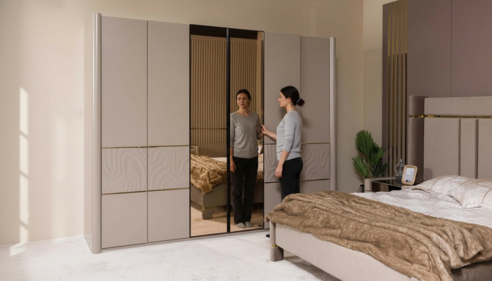 Wardrobe Closet Luxury Bedroom Wardrobes Furniture Taupe Wood