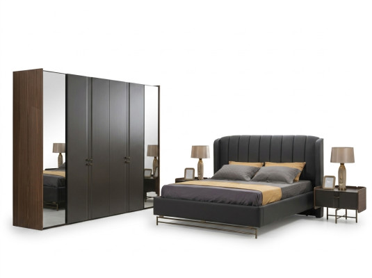 Bedroom set: bed, 2 bedside tables, wardrobe, dressing table with mirror, 5-piece set