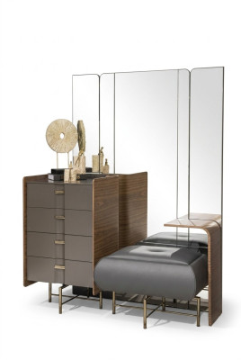 Dressing Table Set Console Mirror Bedroom Furniture Design Stool 2-piece. New