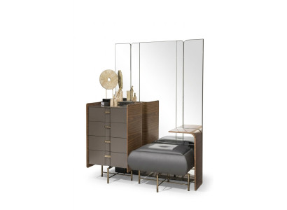Dressing Table Set Console Mirror Bedroom Furniture Design Stool 2-piece. New