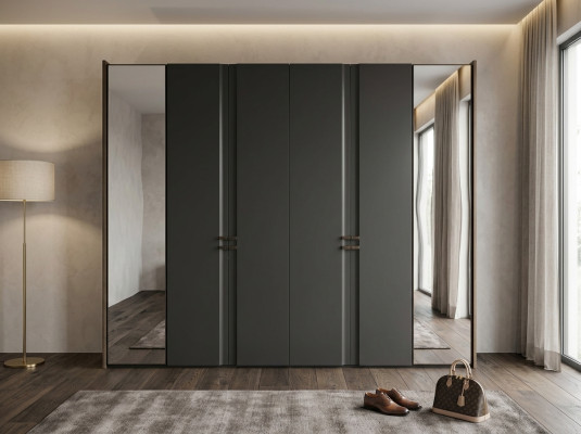 Modern wardrobe luxury cabinet wood cabinets glass taupe bedroom
