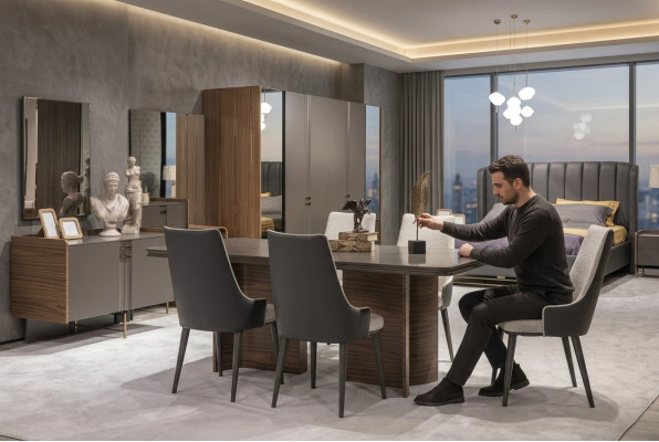 Dining Room Set Luxury 6x Chairs Dining Table Dining Group Set Armchairs Modern