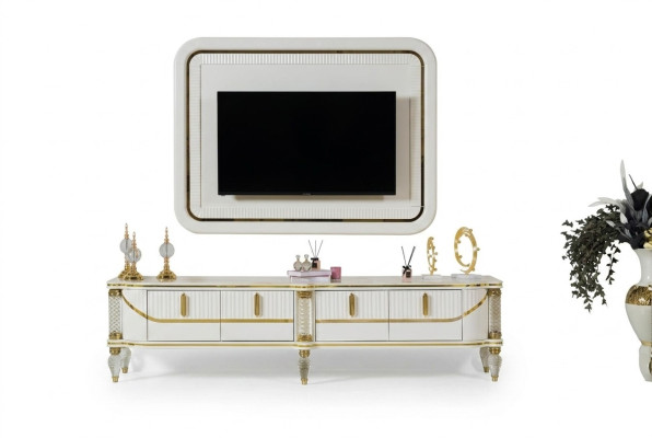 Luxury living room wall unit RTV TV frame lowboard TV stand white living room furniture new