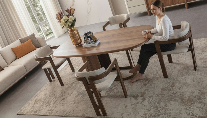 Dining Room Set Luxury 6x Chairs Dining Table Dining Set Upholstered Chairs Modern New
