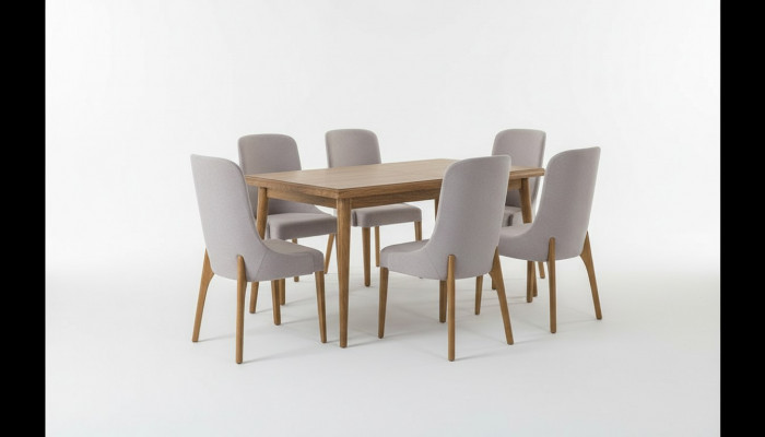 Dining room set 7-piece. Dining table + 6x chairs Designer wood chair set furniture new