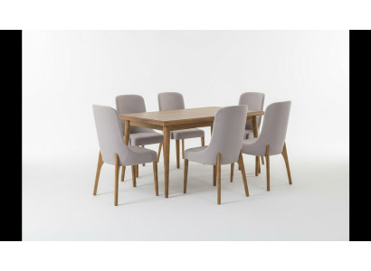 Dining room set 7-piece. Dining table + 6x chairs Designer wood chair set furniture new