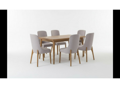 Dining room set 7-piece. Dining table + 6x chairs Designer wood chair set furniture new