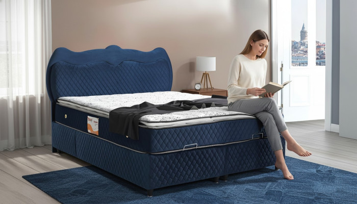 Bed design beds luxury blue upholstery bedroom furniture luxury modern box spring