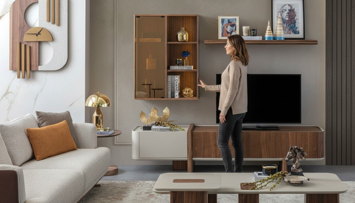 Wall unit designer living room furniture wall cabinet new wall shelf