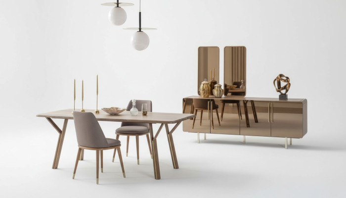 Dining Room Set 6x Chairs+Dining Table+Sideboard+Mirror Set Dining Room Designer New