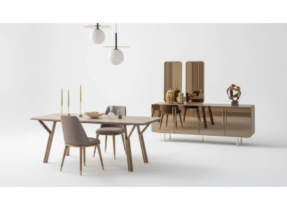 Dining Room Set 6x Chairs+Dining Table+Sideboard+Mirror Set Dining Room Designer New