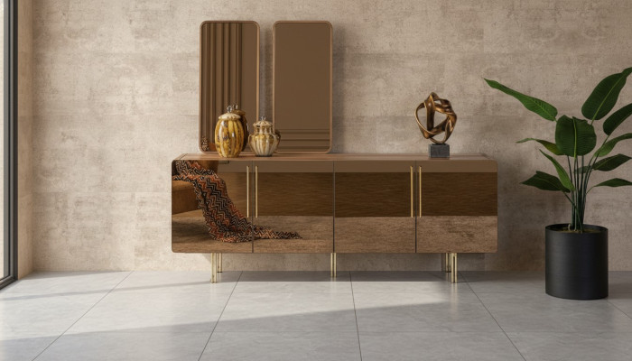 Sideboard with 2x mirror buffet luxury set wooden dresser modern
