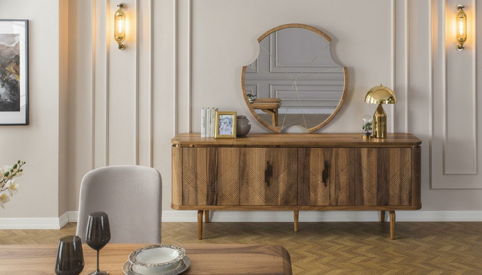 Sideboard Mirror Living Room Designer Luxury Dressers Modern Brown New