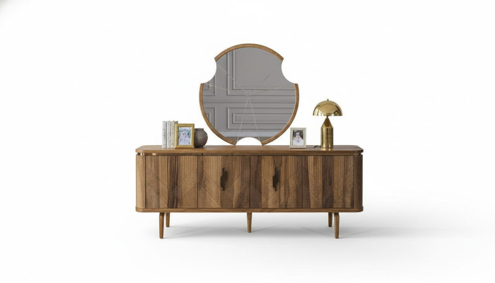 Sideboard Mirror Living Room Designer Luxury Dressers Modern Brown New