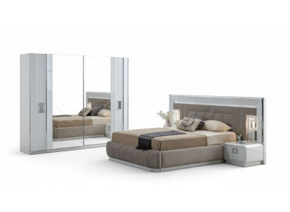 Bedroom complete set bed 2x nightstand wardrobe new design 4-piece set.