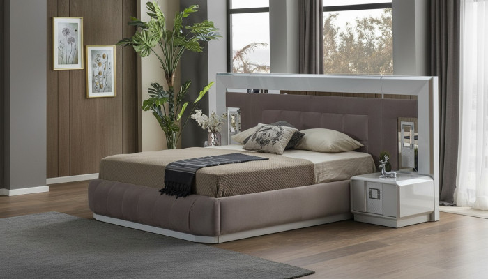 Bedroom Set Luxury Complete Bed 2x Nightstand Modern Furniture 3 Pieces New