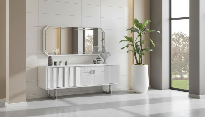 Group sideboard mirror cabinet cupboards wood furniture white living room