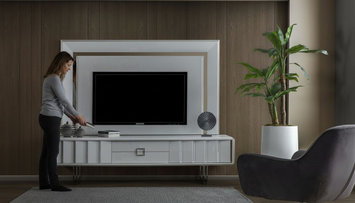 Luxury Wall Unit Living Room TV Frame RTV Walls Cabinet Modern