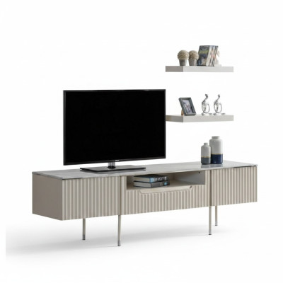 Rtv with 2x shelves lowboard sideboard table living room modern wood design