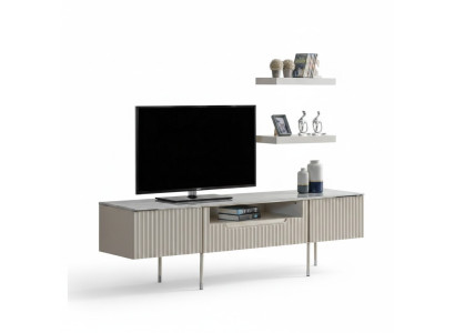 Rtv with 2x shelves lowboard sideboard table living room modern wood design