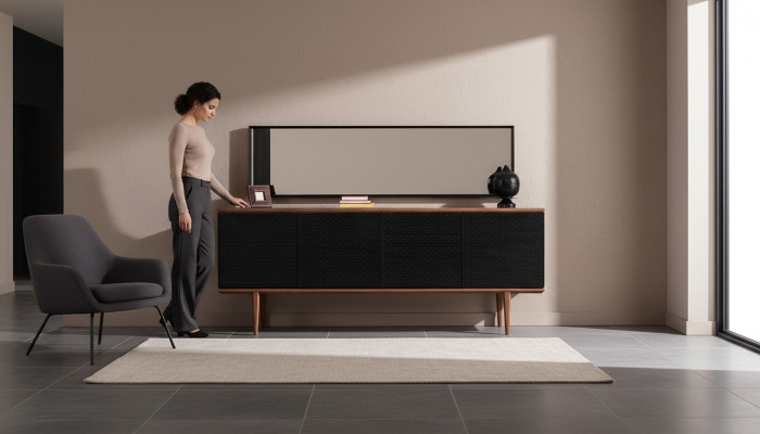 Luxury sideboard with mirror design modern wooden dressers furniture
