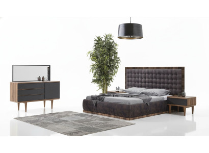 Bedroom set: bed + 2x nightstands + dresser + mirror design furniture 5-piece set
