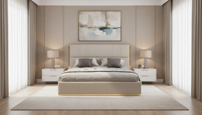 Bed furniture beige bedroom furniture design beds luxury furniture modern wood new