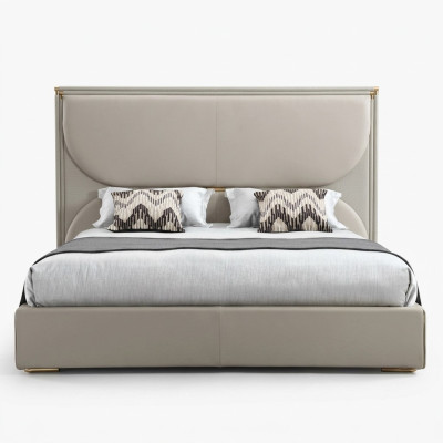 Luxury bedroom bed designer furniture double bed white textile beds wood new