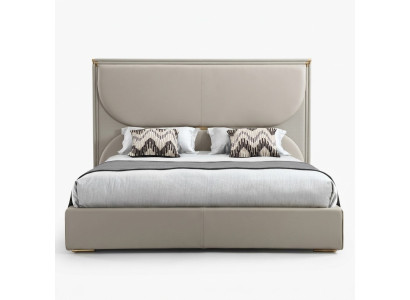Luxury bedroom bed designer furniture double bed white textile beds wood new